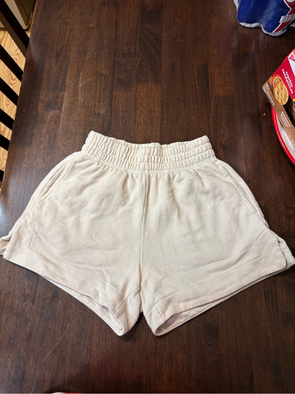 Cozy High-Waist Aerie Cream Lounge Shorts